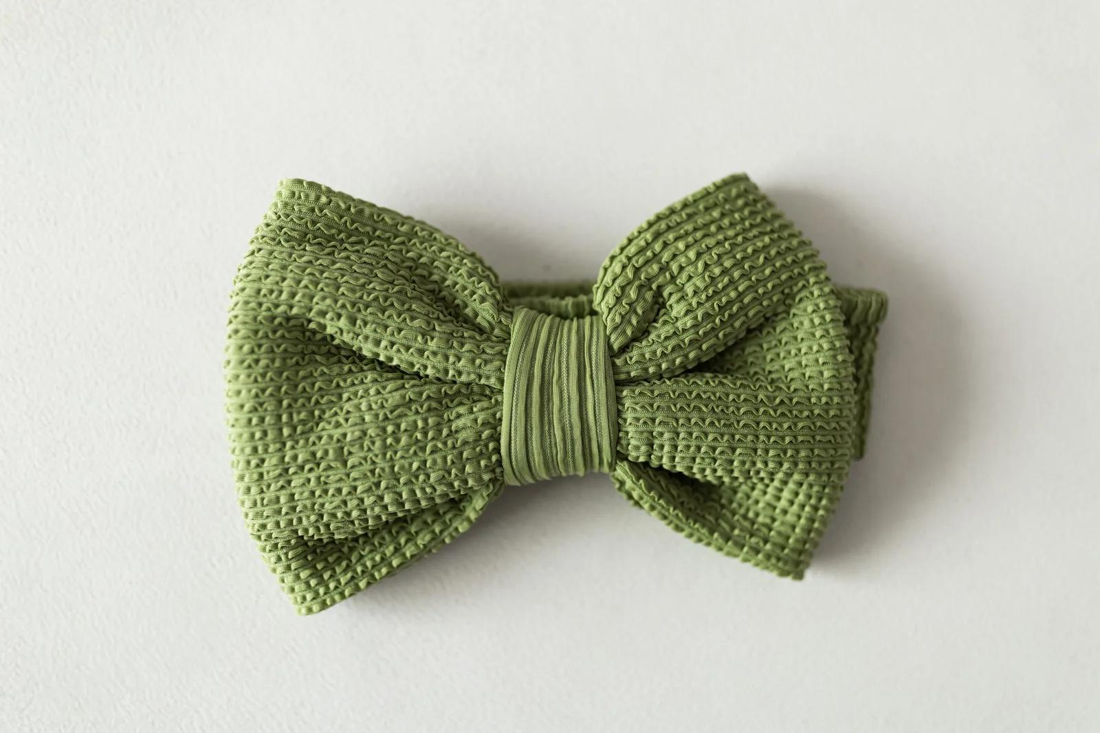 Crinkle Headband & Bow — Khaki collection