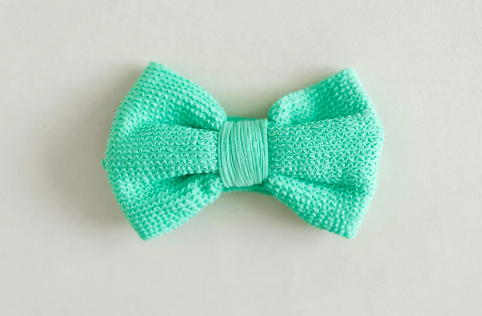 Crinkle Headband & Bow — Aqua collection