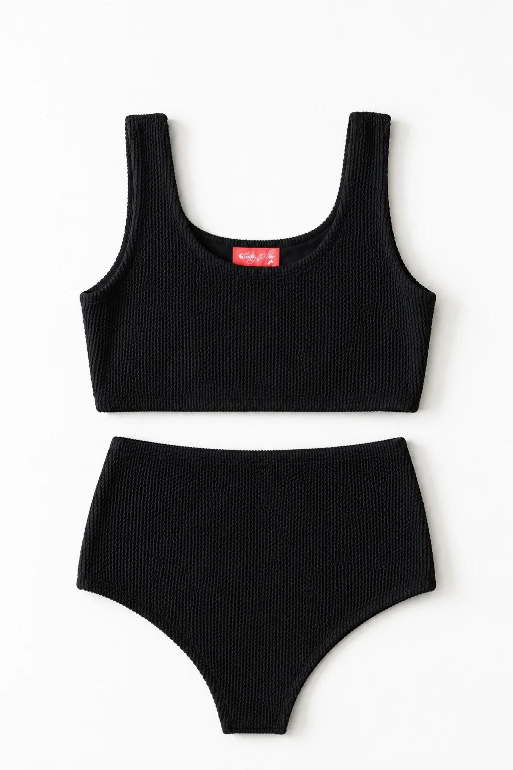 Crinkle High Waist Two-Piece — Black collection